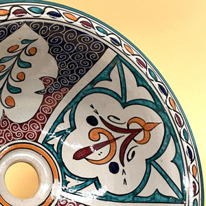 Lavabo in ceramica floreale araba 35 cm