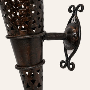 Torcia da parete marocchina in ferro battuto con design a stella