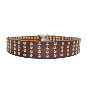 Cinturón marroquí de cuero natural marrón con tachuelas