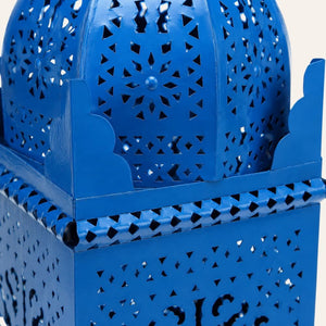 farol marroquí cuadrado de forja azul marrakech