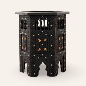 mesa árabe auxiliar madera y hueso
