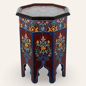 mesa marroquí de madera granate
