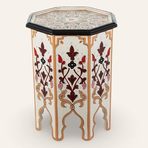 mesa marroquí de madera pintada blanca