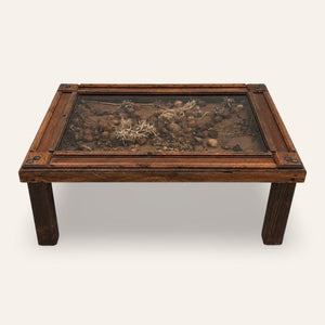 mesa marroquí madera y cristal marino