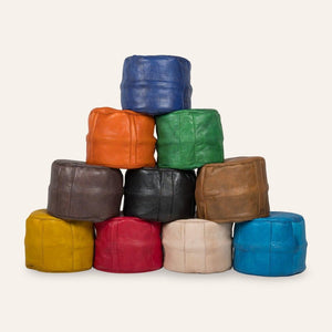 puff árabe cuero natural taburete set