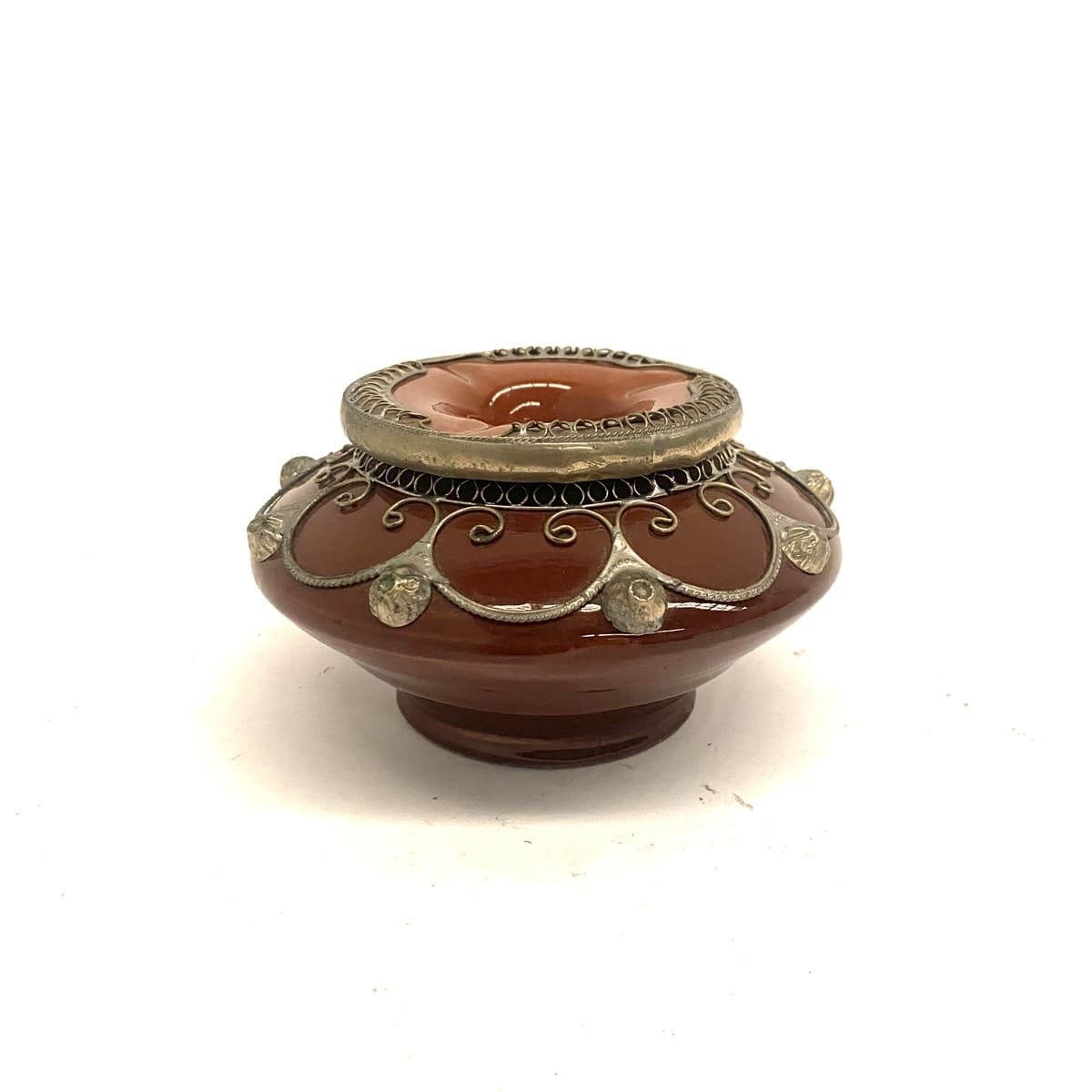 Posacenere in ceramica marocchina con alpacca