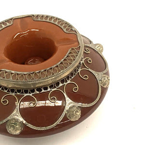 Posacenere in ceramica marocchina con alpacca