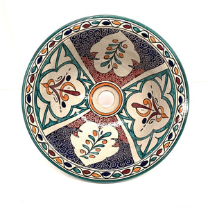 Lavabo in ceramica floreale araba 35 cm
