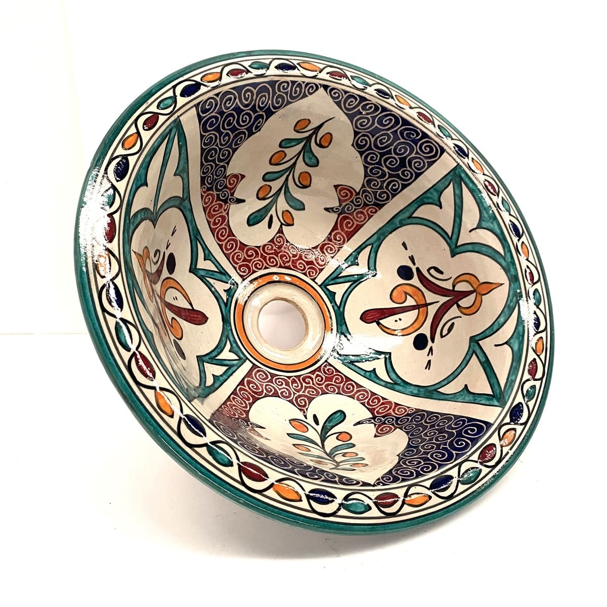 Lavabo in ceramica floreale araba 35 cm