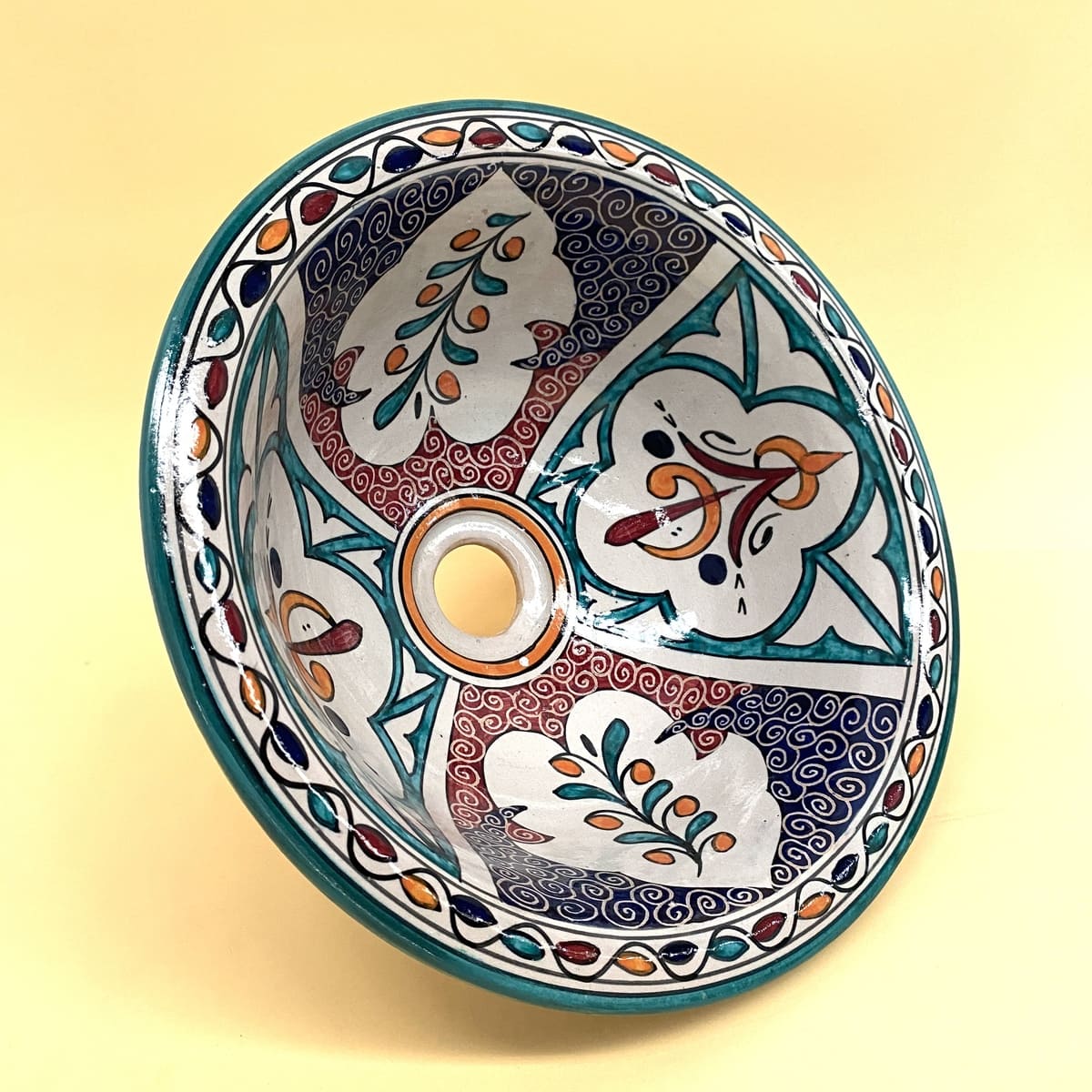 Lavabo in ceramica floreale araba 35 cm