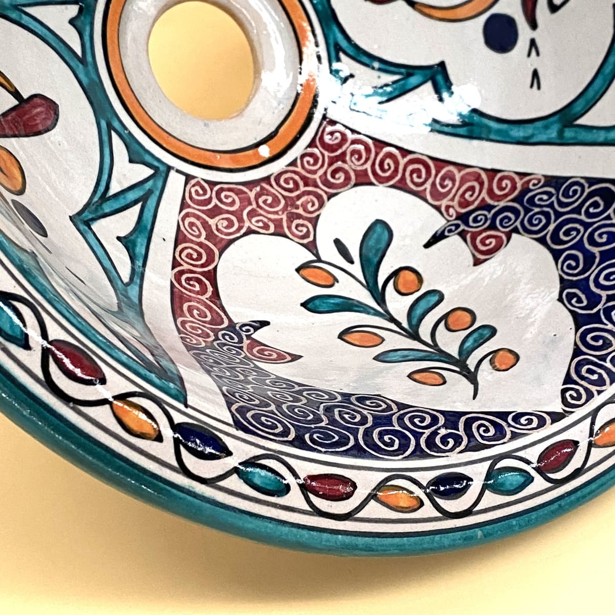 Lavabo in ceramica floreale araba 35 cm