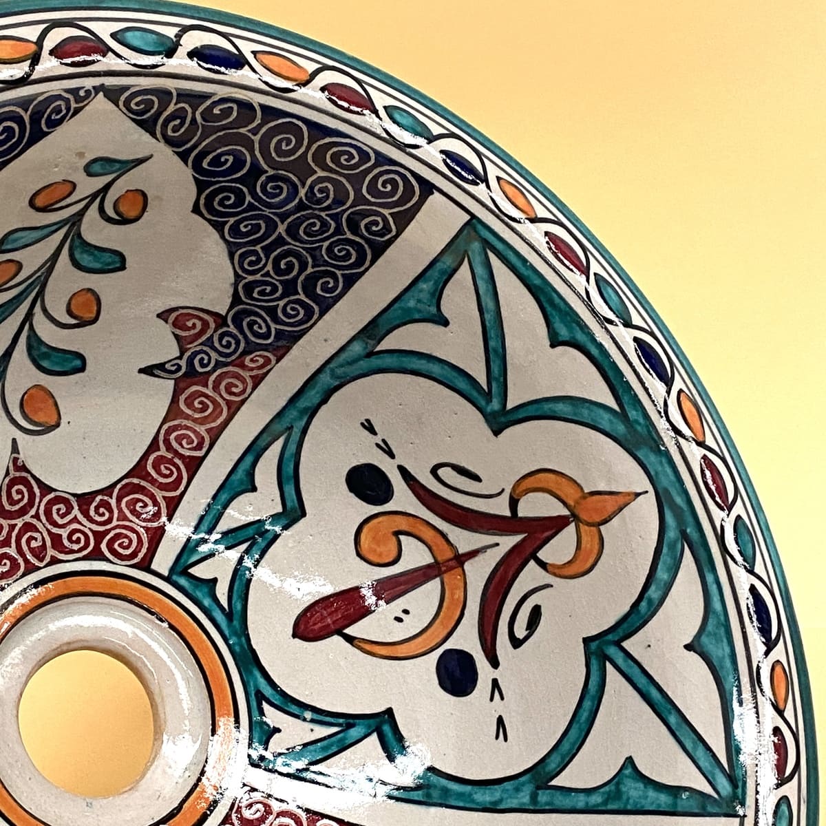 Lavabo in ceramica floreale araba 35 cm