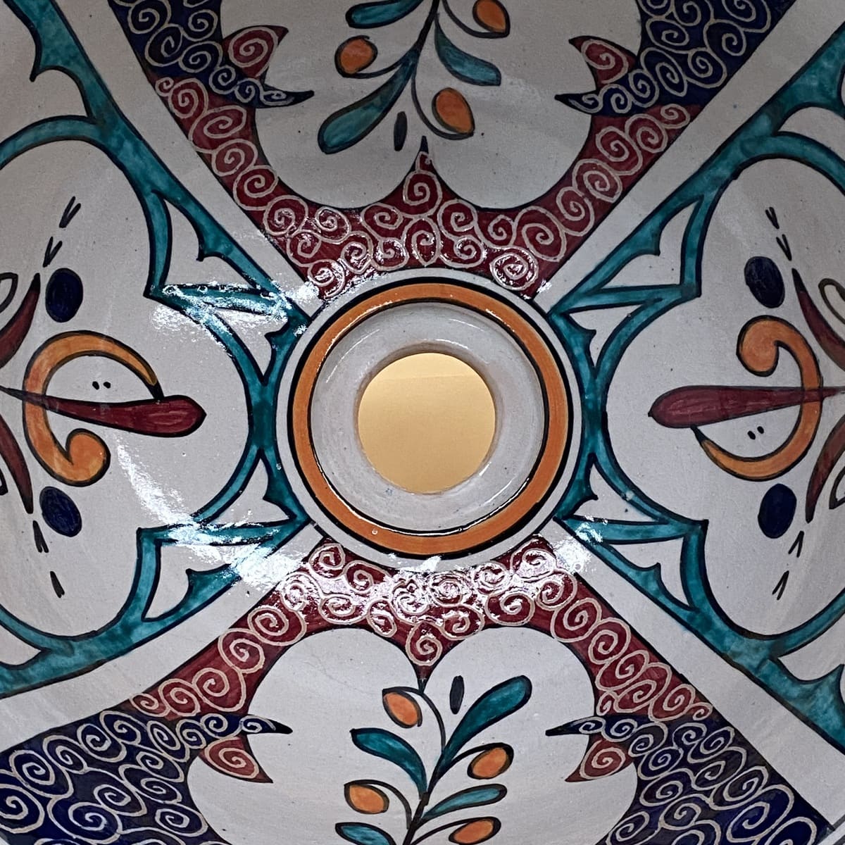 Lavabo in ceramica floreale araba 35 cm