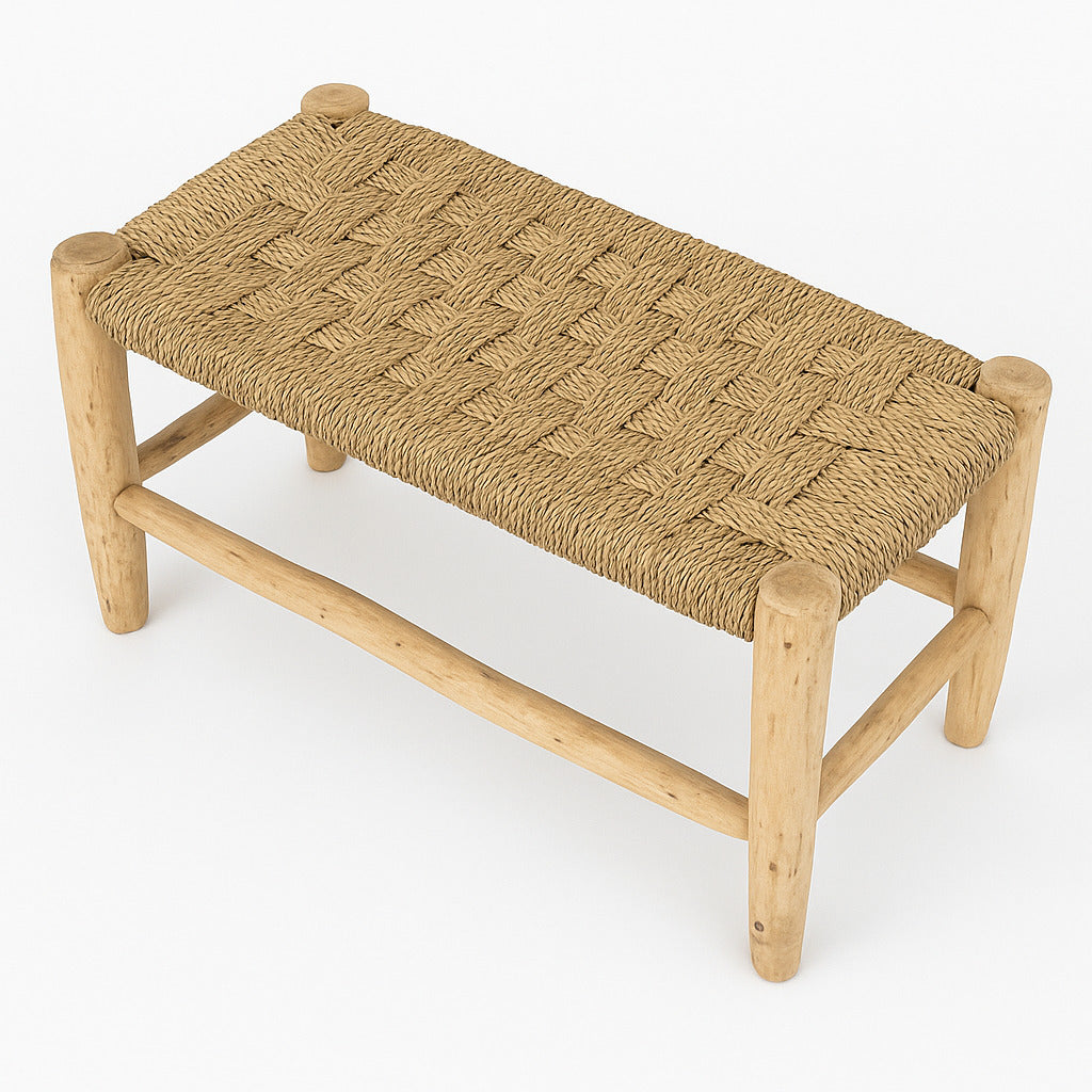 banco artesanal madera y anea