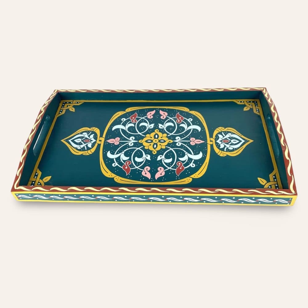 bandeja de té marroquí verde