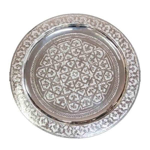 Bandeja marroquí de alpaca tallada 20-100cm
