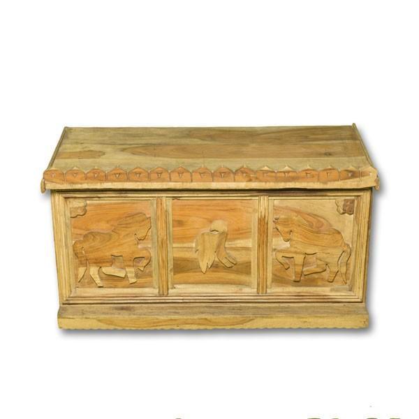 Baúl marroquí de madera - modelo caballos