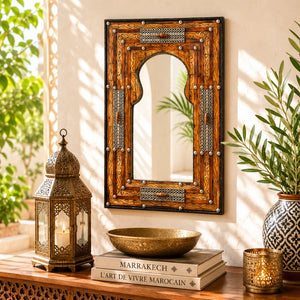 espejo marroquí arco artesano hueso lifestyle