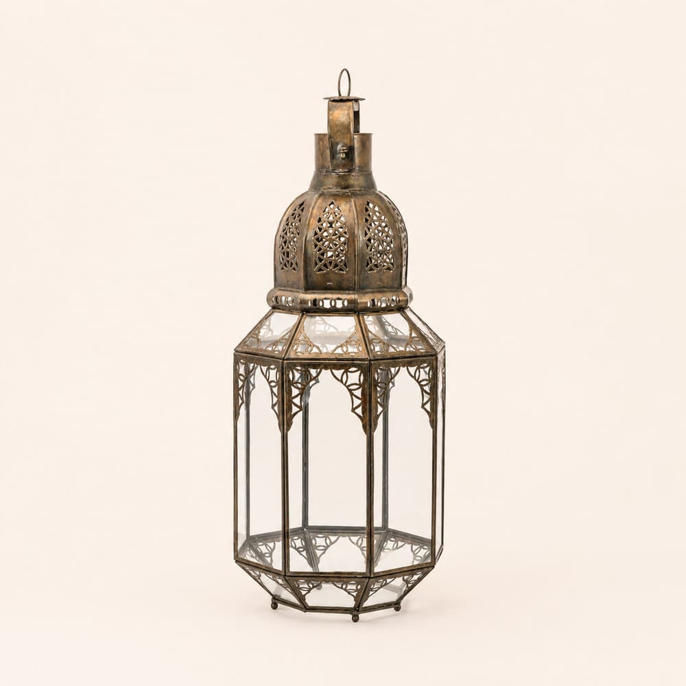 farol marroquí cristal y forja octagonal khall