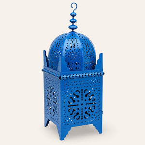 farol marroquí cuadrado de forja azul 120