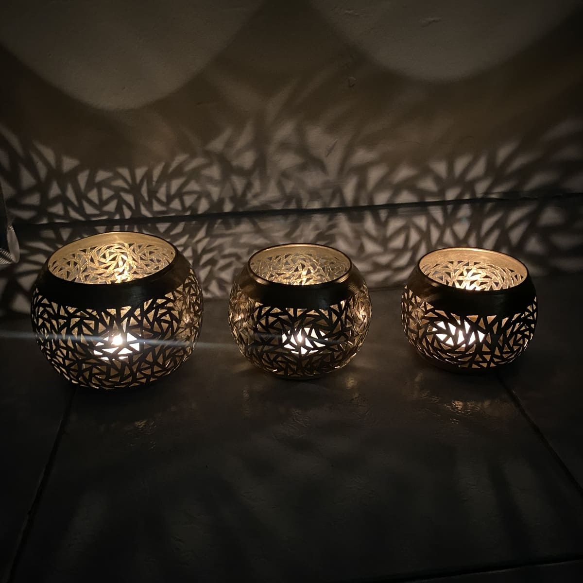 Set di 3 portacandele arabi in rame