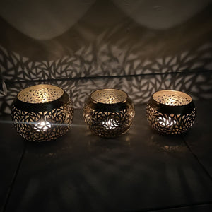 Set di 3 portacandele arabi in rame
