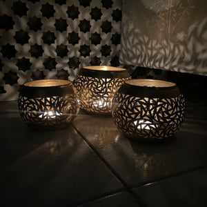 Set di 3 portacandele arabi in rame