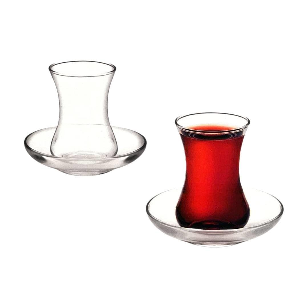 Juego de 6 vasos de té turco con plato