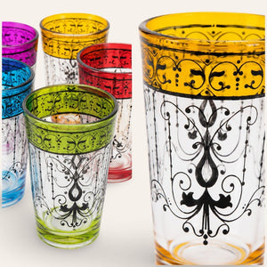 juego vasos té marroquí artesanos detalle