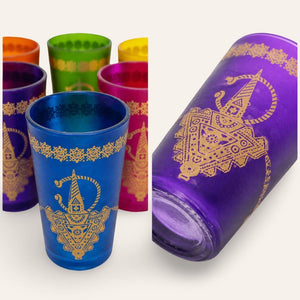 juego vasos de té marroquíes MANO FÁTIMA detalle