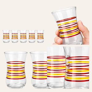 juego vasos turcos rojo amarillo detalle