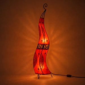 Lampada marocchina in pelle e ferro battuto 120 cm rossa