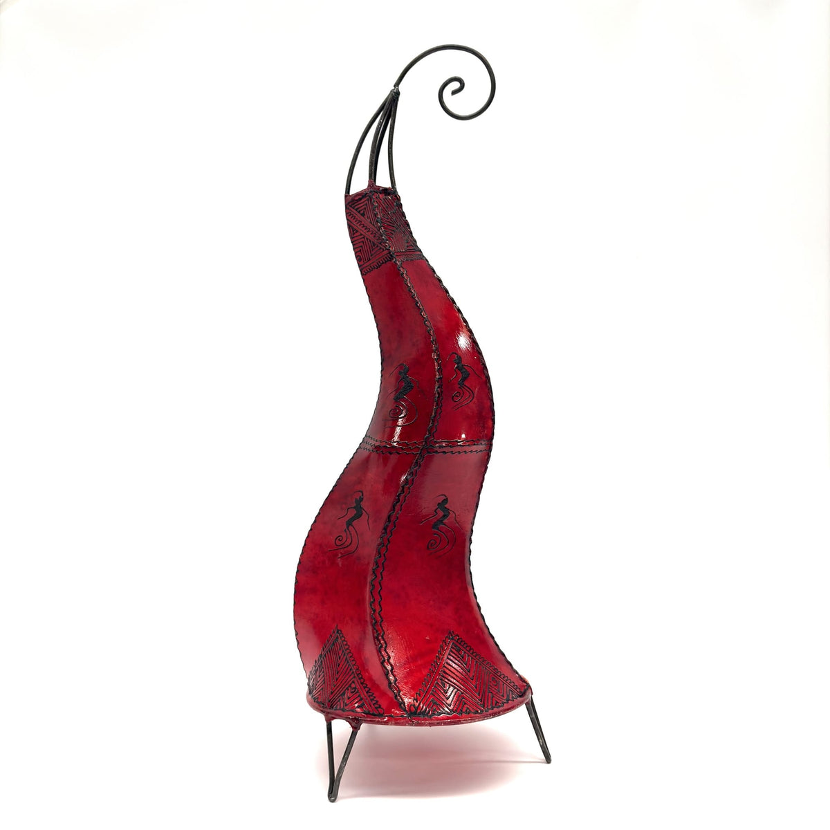 lámpara marroquí piel henna roja 70cm