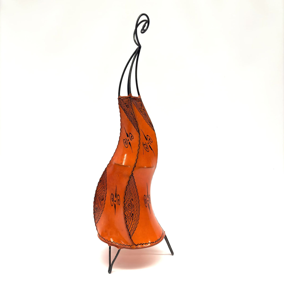 lámpara marroquí piel naranja 70cm
