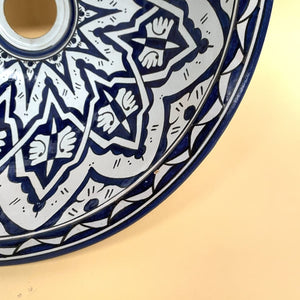 Lavabo arabo blu e bianco 40 cm | Ceramica araba di Fez