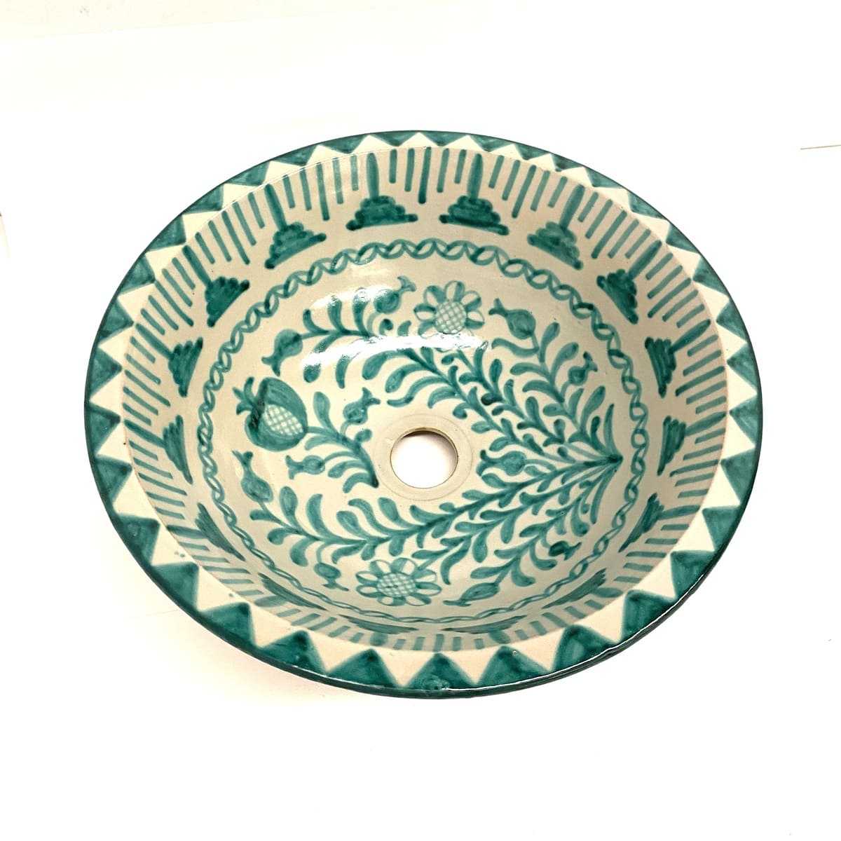 Lavabo in ceramica araba Fez 40 cm Verde Granatina | Artigianato Marocchino