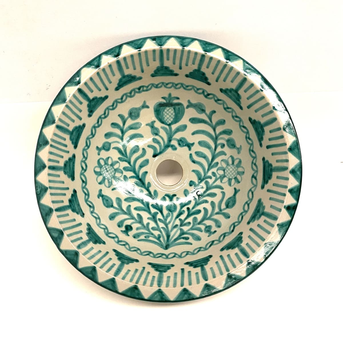 Lavabo in ceramica araba Fez 40 cm Verde Granatina | Artigianato Marocchino