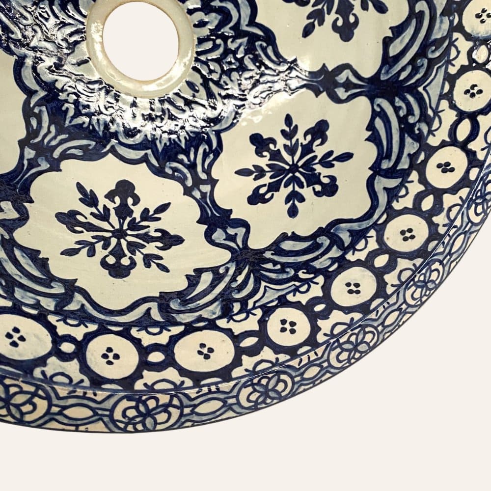 Lavabo árabe cerámica floral cobalto 40