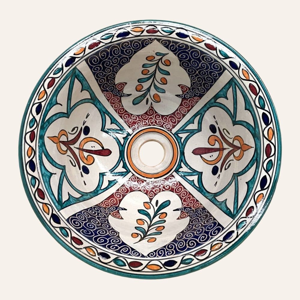 lavabo árabe floral cerámica 35cms