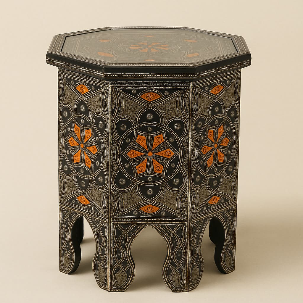 mesa árabe octogonal naranja