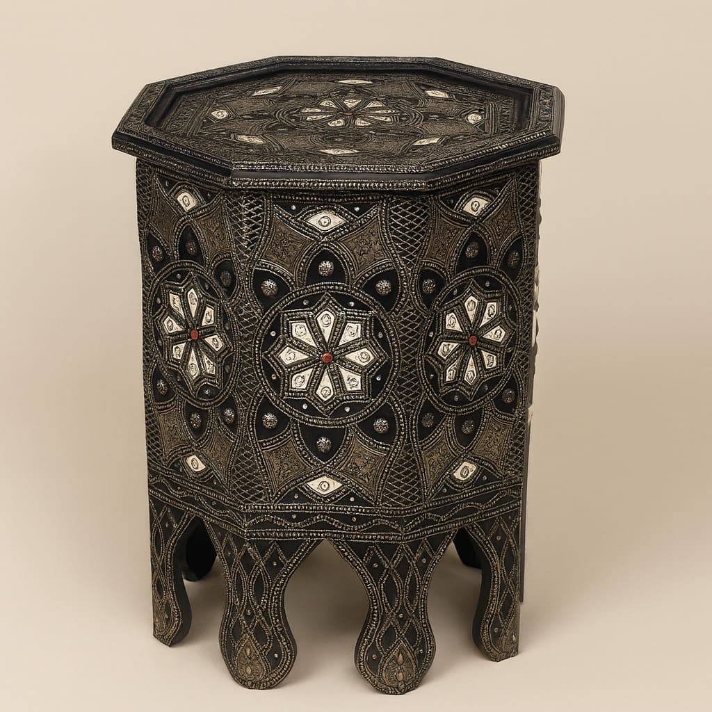 mesa marroquí auxiliar de hueso blanco