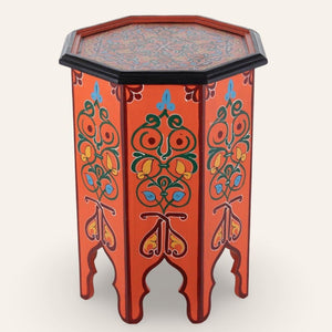 mesa marroquí de madera naranja
