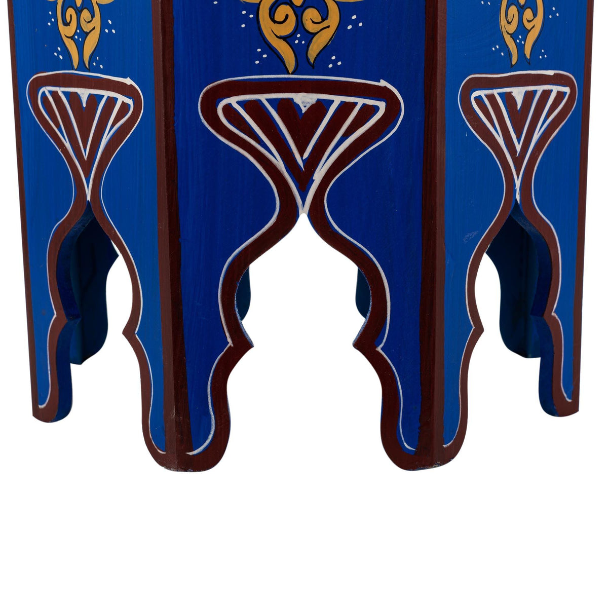 Mesa marroquí de madera pintada a mano azul