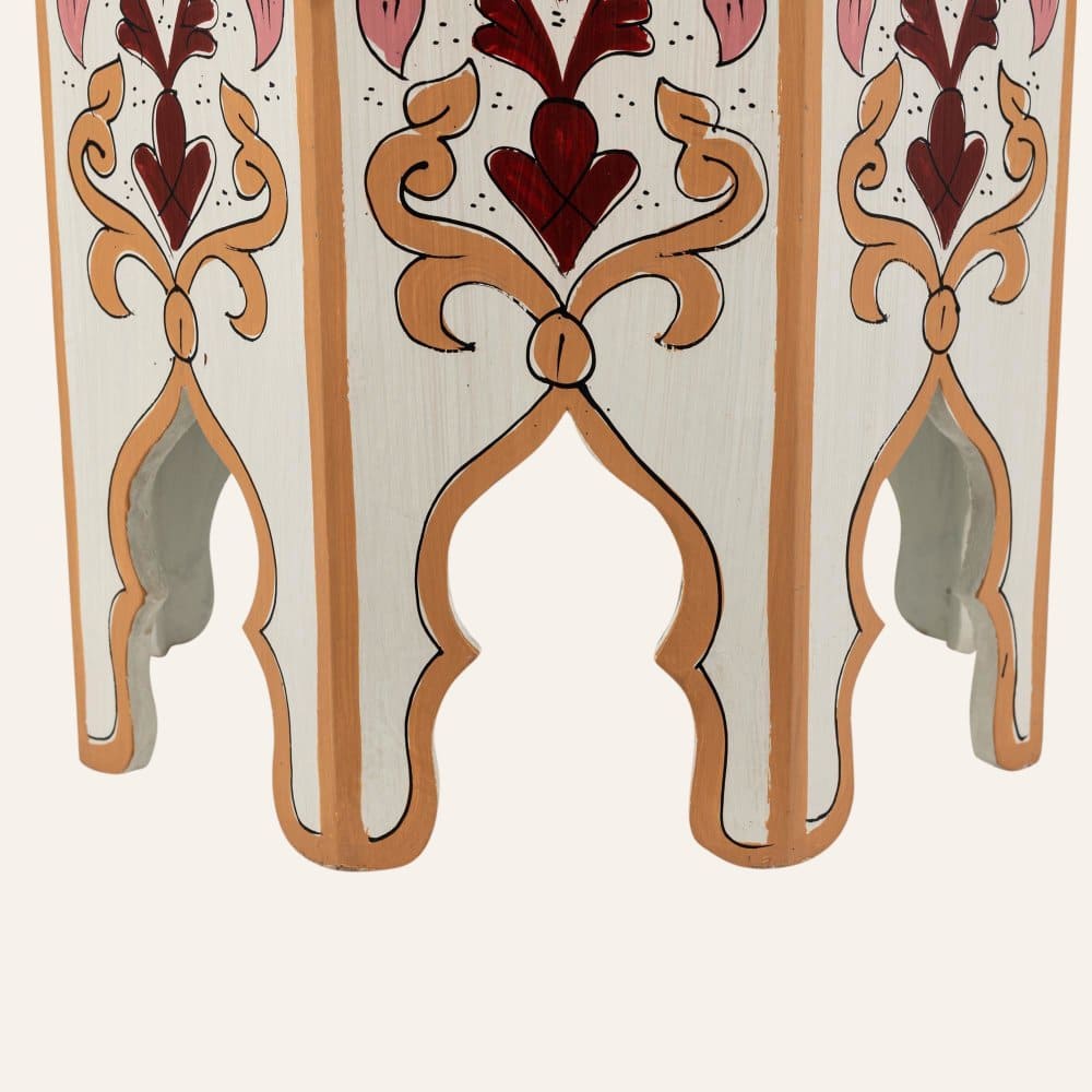 mesa marroquí de madera pintada detalle