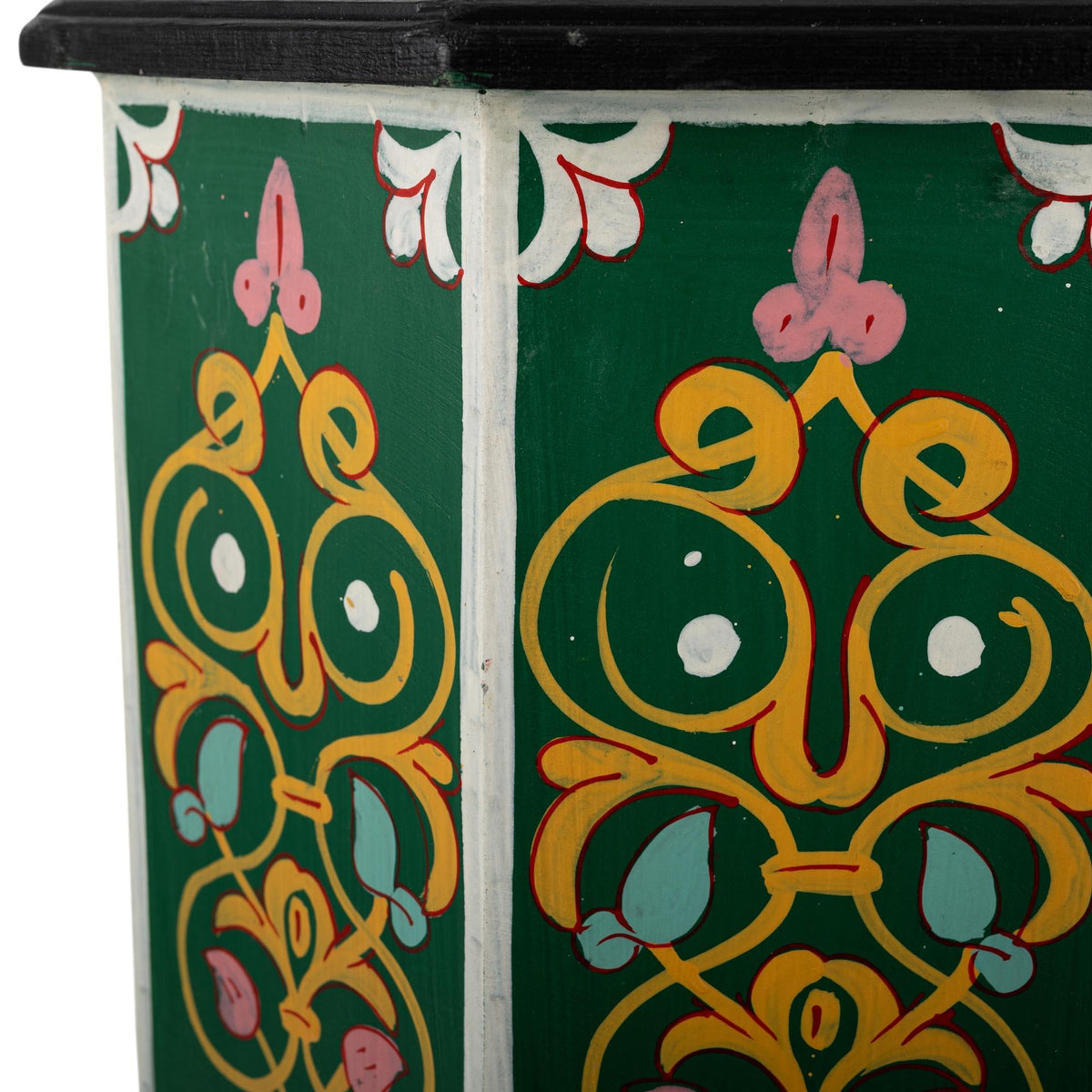 Mesa marroquí de madera verde pintada a mano