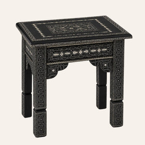 mesa marroquí de madera alpaca blanca