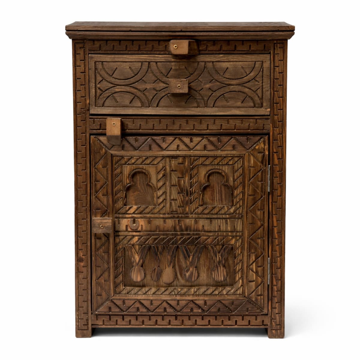 mesita de noche bereber madera maciza alzado