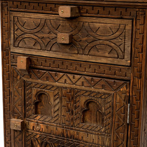 mesita de noche bereber madera maciza detalle