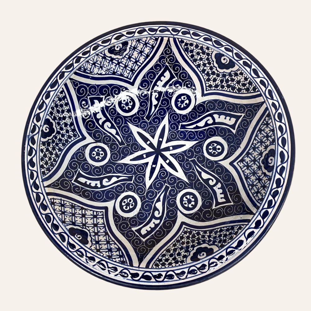plato cerámica azul blanco árabe 40