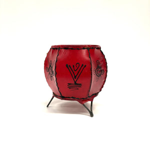 portavelas marroquí piel henna rojo 